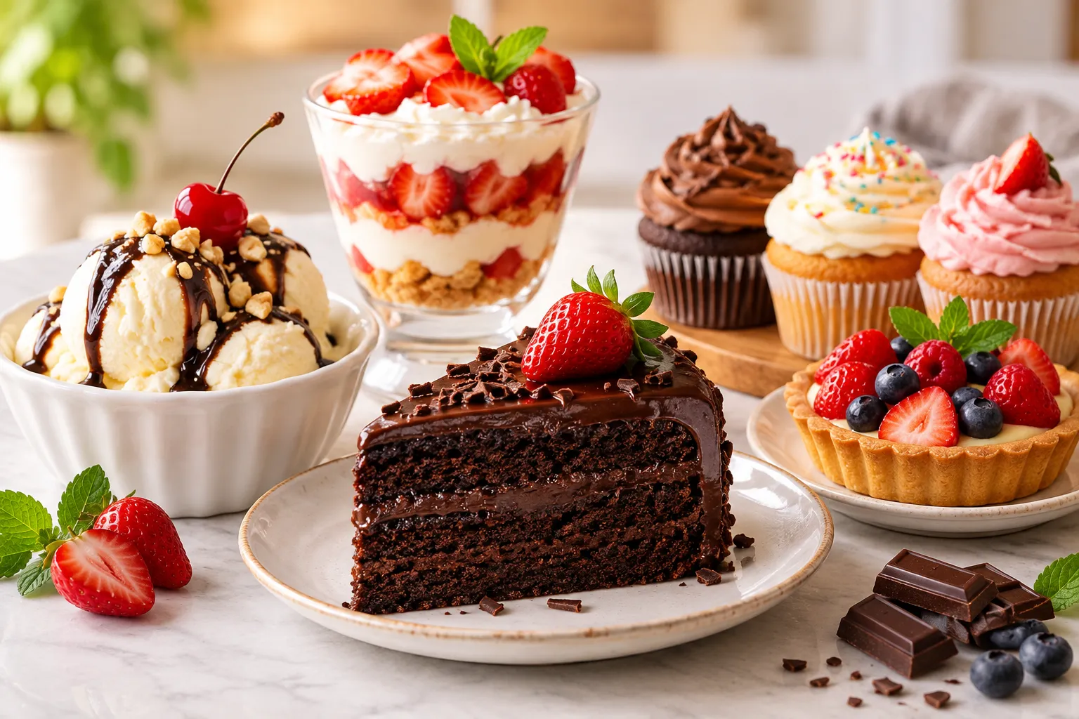 Chocolate cake and desserts