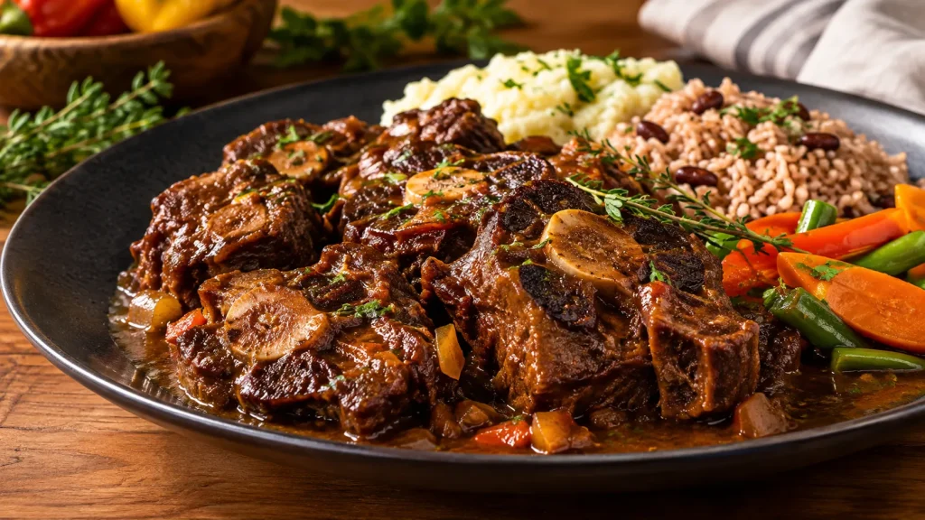 Tender oxtails with gravy