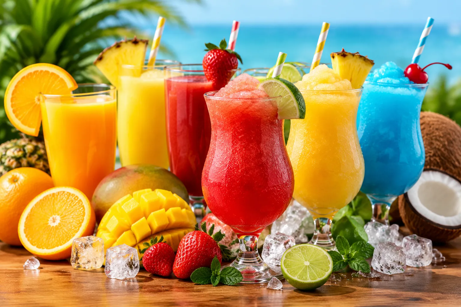 Tropical fruit juices and icy beverages