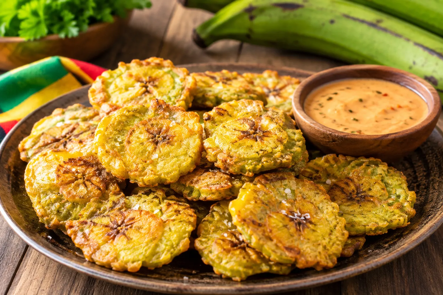 Golden plantain slices