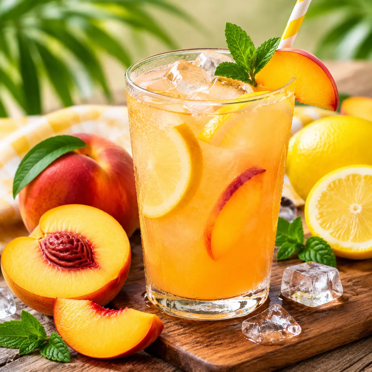Chilled peach lemonade summer drink