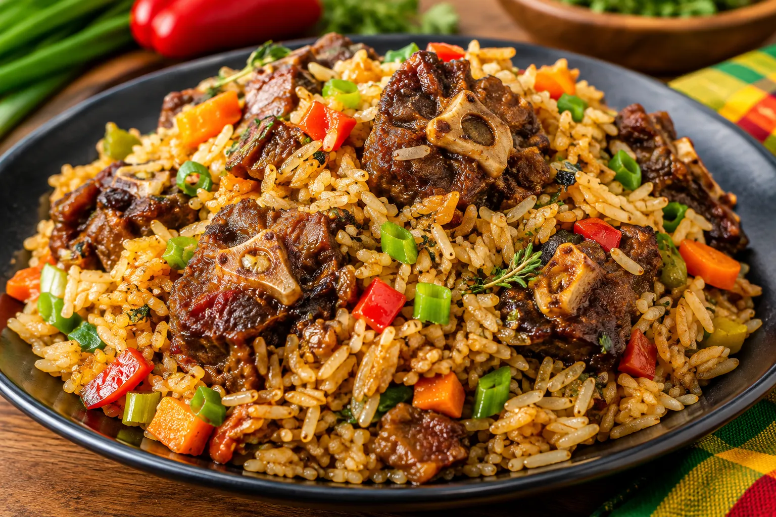 Caribbean-style oxtail fried rice