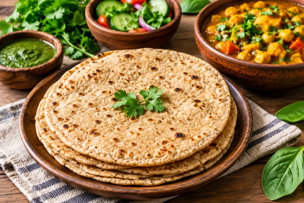 Fresh homemade vegan roti
